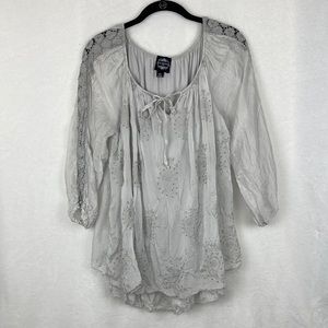 Le Marais Paris Women’s Silk Boho Peasant Tunic Top sz Large